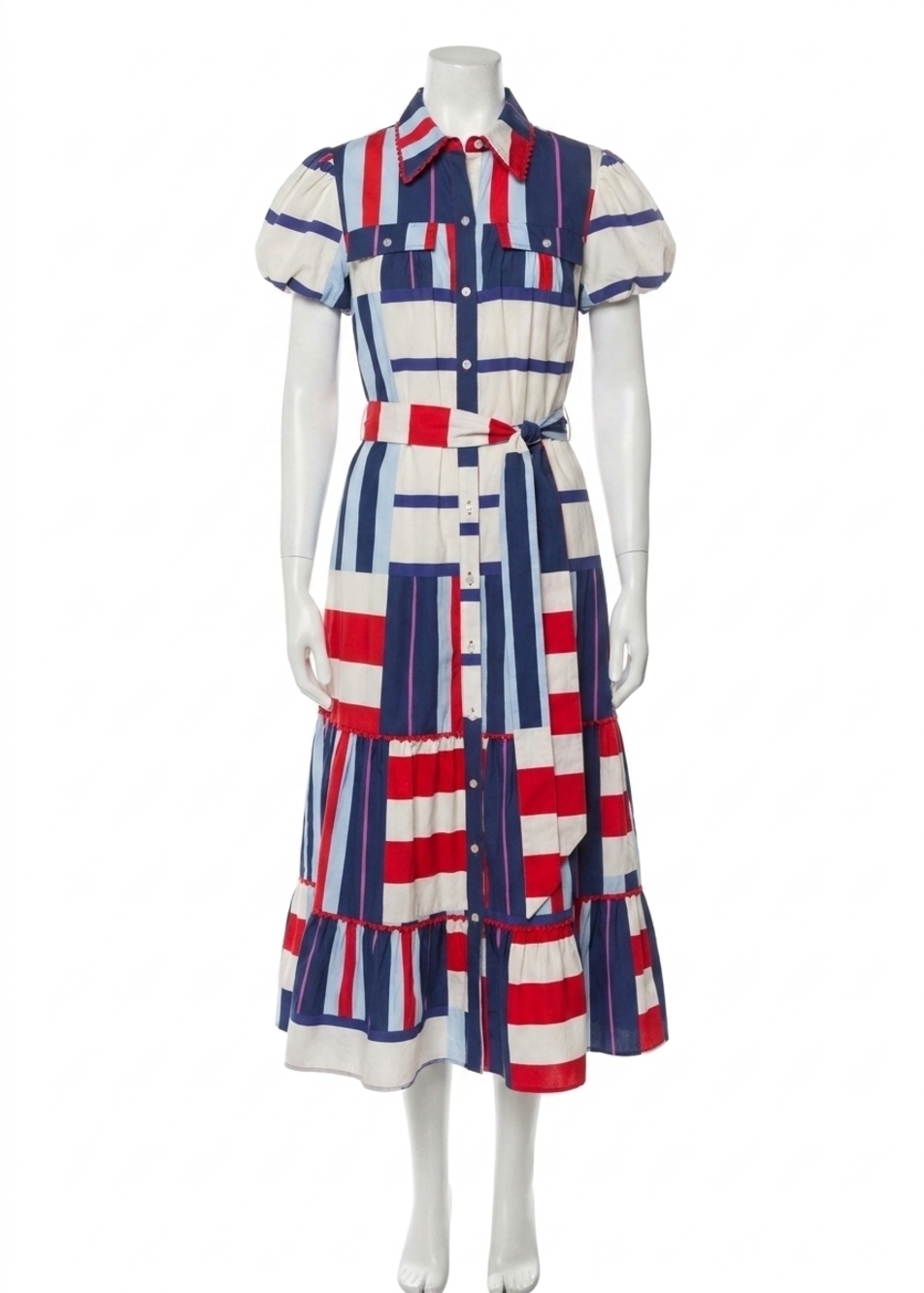 NEW ALDEN ADAIR luna midi dress in maritime stripe